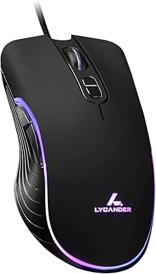 Lycander Gaming Mouse, Wired Optical USB Mice with Adjustable dpi up to 6400, 7 Buttons, LED, 1.5M Cable