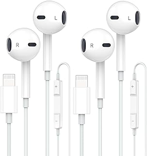 2Pack Apple Earbuds with Lightning Connector [Apple MFi Certified] iPhone Wired Earphones with Microphone Volume Control M...