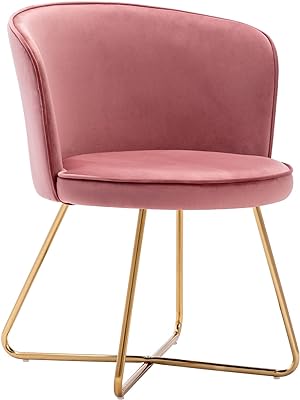 DUHOME Accent Chair Vanity Chair Home OfficeMid-Century Modern Upholstered Leisure Club Dining Chairs Velvet Cushion for Living Room Bedroom Reception Area Pink 1pcs