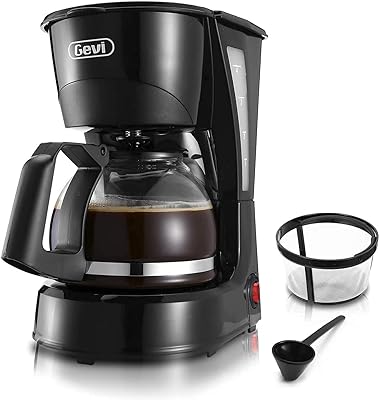 Gevi 4 Cups Small Coffee Maker, Compact Coffee Machine with Reusable Filter, Warming Plate and Coffee Pot for Home and Office