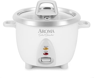 AROMA® 6-Cup(cooked) / 1.3Qt. Select Stainless™ Rice Cooker, Stainless Steel Inner Pot (ARC-753SG)