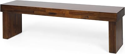 Rustic Style Acacia Frame Solid Wood Bench, Durable Hardwood, with A Matching Finish and Beautiful Texture, Perfect for Indoor Spaces and Entertaining Guests