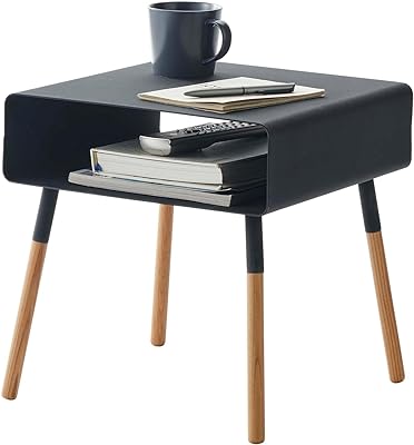 YAMAZAKI home 4230 Plain Side Table with Storage Shelf Black