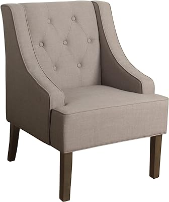 Homepop Home Decor | Upholstered Tufted Swoop Arm Accent Chair | Accent Chairs for Living Room & Bedroom | Decorative Home Furniture (Tan)