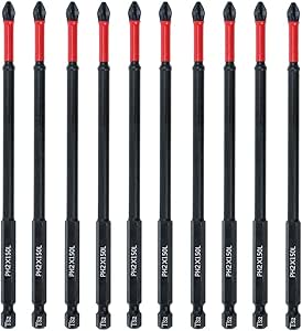 AUTOTOOLHOME 10 Pack Phillips PH2 Magnetic Anti Slip Screwdriver Bit Set 6 inch Length TS2 Anti-Slip Long Drill Bits Impact Driver Bits