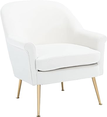 SAFAVIEH Home Collection Rodrik White Velvet/Gold Accent Chair ACH4005A