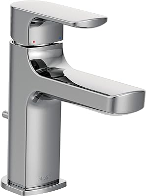 Moen Rizon Chrome One-Handle Modern Bathroom Faucet with Drain Assembly, 6900