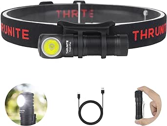 ThruNite TH20 Pro 1010 Lumen Rechargeable LED Headlamp, Powerful Right Angle Flashlight Compatible with AA Battery, for Indoor &amp; Outdoor Adventures in Hiking, Camping, Cycling(Cool White)