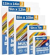 FIXSMITH 18 Pack Painting Canvas Panels, Multi Pack- 4x4, 5x7, 8x10, 9x12, 11x14 Inches, 100% Cot...