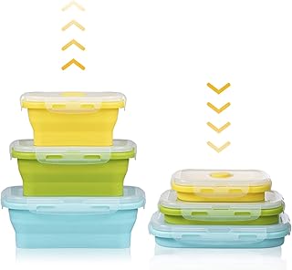 Czemo Boîte à Lunch Pliante en Silicone Rétractable Récipients Alimentaires en Silicone Rétractable Déjeuner Bento Box Sto...