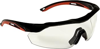 Image of 3M Safety Eyewear, Aerodynamic Design, Black w/Red Accent Frame, Clear Lens, Anti-Fog