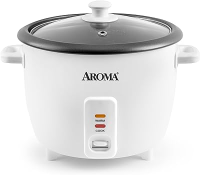 AROMA® Rice Cooker, 8-Cup (Uncooked) / 16-Cup (Cooked), Pot-Style Rice Cooker and Soup Warmer with One-Touch Control, 4 Qt, White, ARC-368NG