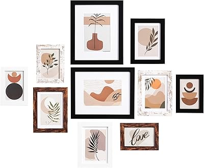 eletecpro 10 Pack Picture Frames, Including 4Pcs 4x6, 4Pcs 5x7, 2Pcs 8x10 Picture Frames Collage Wall Decor or Tabletop Display, Multiple Sizes Gallery Wall Frame Set