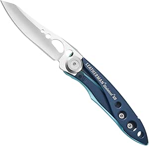 LEATHERMAN, Skeletool KB Pocketknife with Straight Edge, Stainless Steel Blade and Bottle Opener, Nightshade Blue