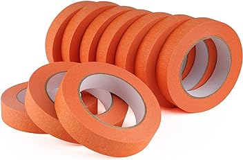 Image of Lichamp 10 Pack Orange Painters Tape 1 inch, Medium Adhesive Orange Masking Tape Bulk Multi Pack, 1 inch x 55 Yards x 10 Rolls (550 Total Yards)