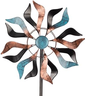 Vewogift Metal Wind Spinners Outdoor Double Blade Wind Sculpture Waterproof Kinetic Windmill with Stake for Yard and Garde...