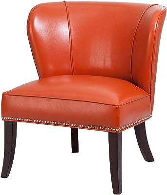 Madison Park Hilton Accent Chairs-Hardwood, Plywood, Wing Back, Deep Seat-Bedroom Lounge Modern Classic Style Living Room-Sofa Furniture, Orange