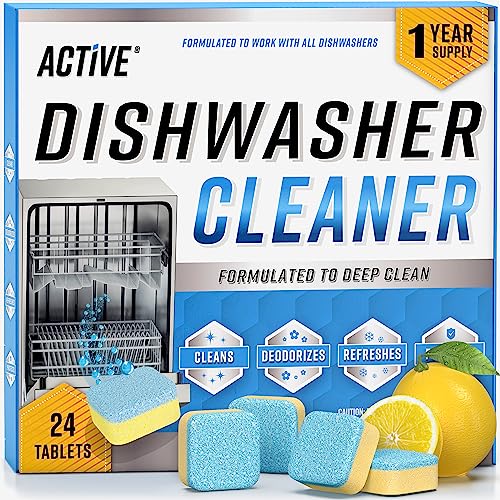 Dishwasher Cleaner And Deodorizer Tablets - 24 Pack Deep Cleaning Descaler Pods for Dish Washer Machine, Heavy Duty, Septic S