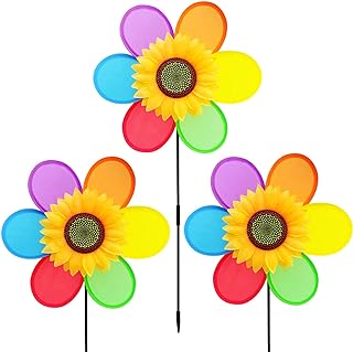 Frantlna Sunflower Pinwheels Outdoor Wind Spinners Yard Garden, Lawn Pinwheels Bulk Wind Toys for Kids, Colorful Flower Wi...