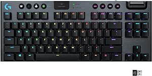 Teclado Mecânico Gamer Sem Fio Logitech G915 TKL com RGB LIGHTSYNC, USB ou Bluetooth, Controles de Mídia, Design Ultrafino, Exclusivo Switch de Perfil Baixo GL Tactile e Bateria Recarregável - Preto