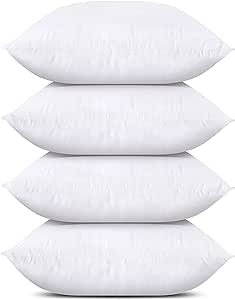 Utopia Bedding Throw Pillows (Set of 4, White), 18 x 18 Inches Pillows for Sofa, Bed and Couch Decorative Stuffer Pillows