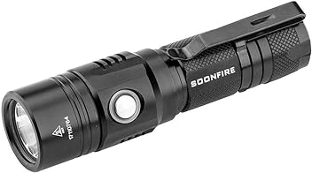 Image of soonfire 1000 Lumens White LED Flashlight, E USB Rechargeable Waterproof Compact EDC Law Enforcement flashlights (Camping, Emergency Use and Security)