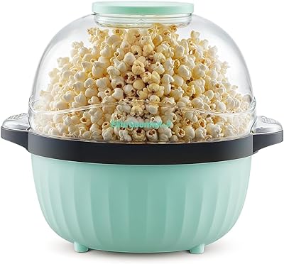 Elite Gourmet EPM145M 18-cup Hot Oil Stirring Popcorn Popper w/Measuring Cap & Reversible Serving Bowl & Butter Melting Tray, Great for Parties, Movie Night, Anytime Snack, Safety ETL Approved, Mint