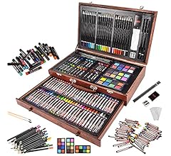 143 Piece Deluxe Art Set in Wooden Box with Handle, Art Supplies for Kids and Adults, Professional Painting & Drawing Tool …