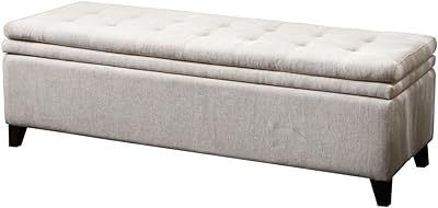 Christopher Knight Home Brighton Linen Storage Ottoman, Ivory