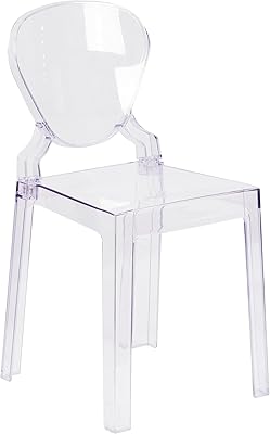 Flash Furniture Theo Ghost Chair with Tear Back in Transparent Crystal