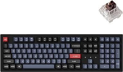 Keychron K10 Pro Wireless Custom Mechanical Keyboard, QMK/VIA Programmable Full-Size Bluetooth/Wired RGB Backlight with Hot-swappable Keychron K Pro Brown Switch Compatible with Mac Windows Linux