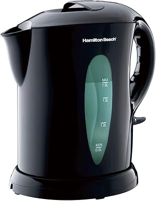 Hamilton Beach Electric Tea Kettle, Water Boiler & Heater, Cordless Serving, Auto-Shutoff Dry Protection, 1500 Watts for Fast Boiling, 1.8 Liter, Black