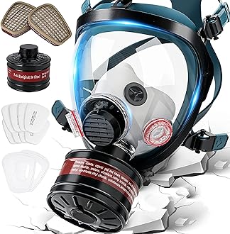 Image of NBWAN Full Face Gas Mask Respirator, Gas Masks Survival Nuclear and Chemical with 40mm Activated Carbon Filter & 6001 Filters, Respirator Mask for for Organic Vapor, Chemicals, Paint, Dust, Particles