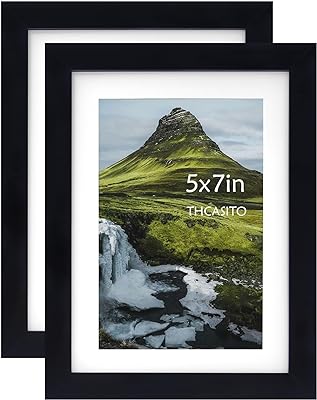 THCASITO Picture Frames 5x7 Black Photo Frames Display 4x6 Pictures with Mat for Desk or Wall Decor, Set of 2