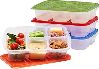 EasyLunchboxes® - Boîtes à déjeuner Bento au design breveté – Lot de 4 boîtes alimentaires réutilisables à 5 compartiments...