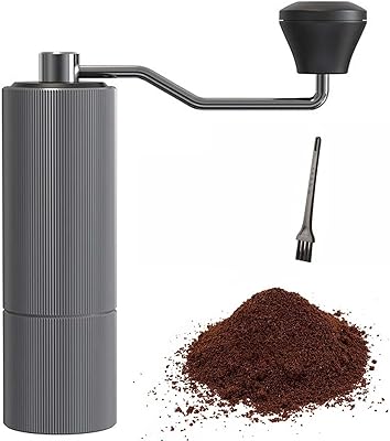 RUYICZB Manual Coffee Grinder- Precision Stainless Steel Conical Burr Coffee Grinder - Hand Coffee Bean Grinder made of Aluminum - Adjustable Coffee Grinder for Camping, Kitchen, Travel,Gray