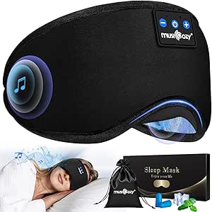 Sleep Headphones Bluetooth Eye Mask,Ultra-Soft Bluetooth Sleep Mask with Headphones for Sleeping,Comfy Sleeping Eye Cover with 14 Hrs Playtime for Side Sleepers/Nap/Travel,Tech Gadgets for Men Women