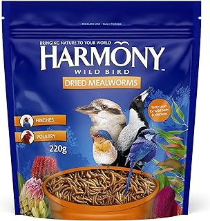 HARMONY Dried Mealworms, 220g – Wild Bird Food Ideal for Finches & Poultry – Bird Treat to Attract Wild Birds – Bird Feed ...