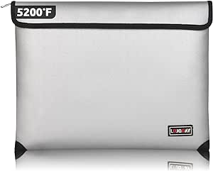 Waterproof Fireproof Document Bag - 5200°F with Heat Insulated, fireproof bags with Zipper, Fire Safe Envelope Bag for Cash/Important Documents/Valuables, 13.9&#34;x10.6&#34; fire proof money bag