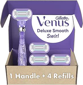 Gillette Venus Extra Smooth Swirl Women&#39;s Razor - 1 Handle + 4 Refills, Purple