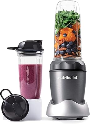 Nutri Bullet NB50100C Pro 1000 Single Serve Blender (1000W) 7-Piece Set, Dark Gray/Light Gray Skirt