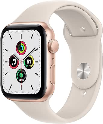 Apple Watch SE (Gen 1) [GPS 44mm] Smart Watch w/Gold Aluminium Case with Starlight Sport Band. Fitness &amp; Activity Tracker, Heart Rate Monitor, Retina Display, Water Resistant