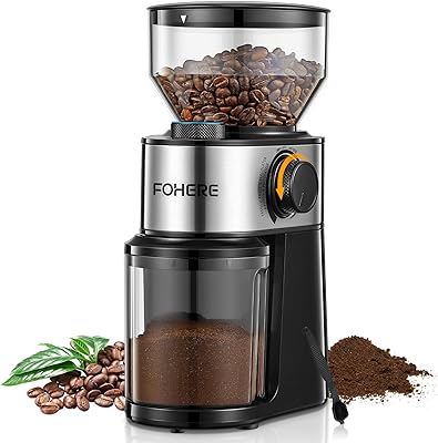 Burr Coffee Grinder Electric, Coffee Bean Grinder with 18 Precise Grind Settings, 14 Cup Automatic Flat Burr Coffee for French Press, Drip Coffee, and Espresso, Stainless Steel, Black