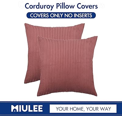 MIULEE Pack of 2 Corduroy Soft Soild Decorative Square Throw Pillow Covers Cushion Cases Pillow Cases for Couch Sofa Bedroom Car 18 x 18 Inch 45 x 45 cm Cranberry Red