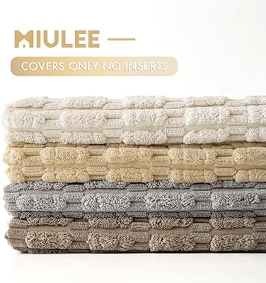MIULEE Pack of 4 Neutral Corduroy Decorative Throw Pillow Covers 12x12 Inch Soft Boho Striped Pillow Covers Modern Farmhouse Home Decor for Sofa Living Room Couch Bed
