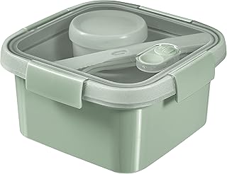 Curver 249947 Boîte de Conservation, Lunch Box Carree 1,1L avec Couverts-Recycle (Smart ECO Line)