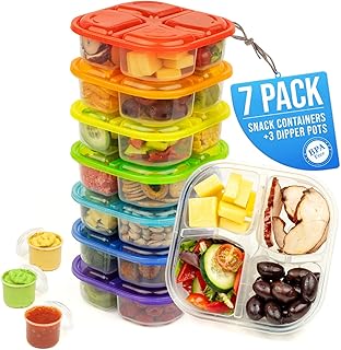 SANOEARTH Lot de 7 boîtes à goûter Bento à 4 compartiments pour enfants et adultes