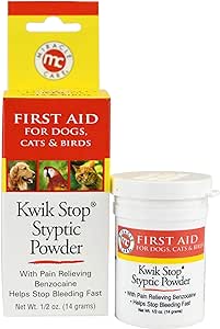 Miracle Care Kwik Stop Styptic Powder For Dogs, Cats, and Birds, Fast-Acting Blood Stop Powder For Pets, Quick Stop Bleeding Powder For Dog Nail Clipping and Minor Cuts, 0.5 oz.