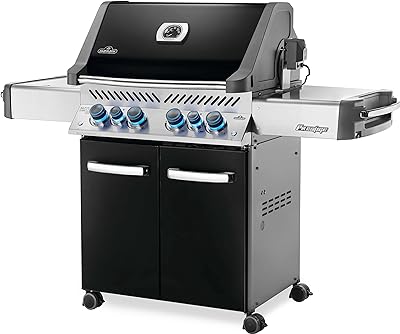 Napoleon P500RSIBPK-3 Prestige RSIB Propane Gas Grill, 500 sq. in + Infrared Side and Rear Burner, Black