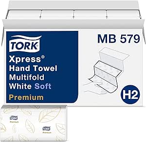 Tork Premium MB579 Soft Xpress Multifold Paper Hand Towel, 3-Panel, 2-Ply, 9.125&#34; Width x 9.5&#34; Length, White (Case of 16 Packs, 135 per Pack, 2.160 Towels)